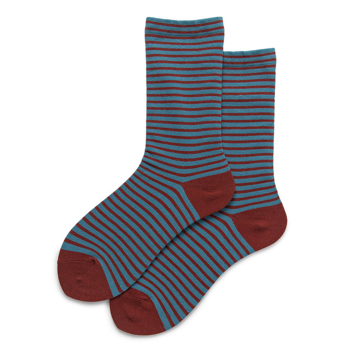 A vibrant blue base meets luscious dark red stripes, extending seamlessly to the heel and toe sections.