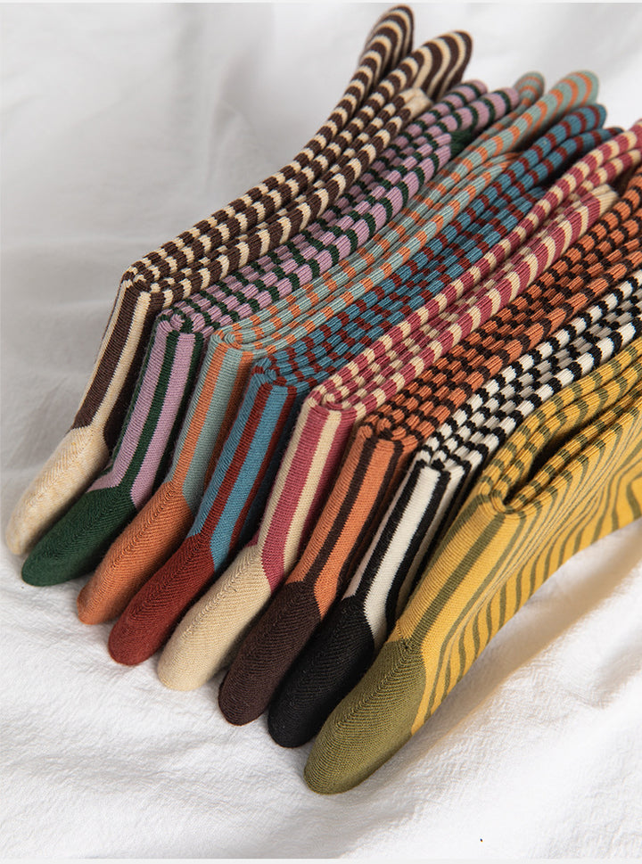 Find a variety of fashionable color choices with these striped socks.