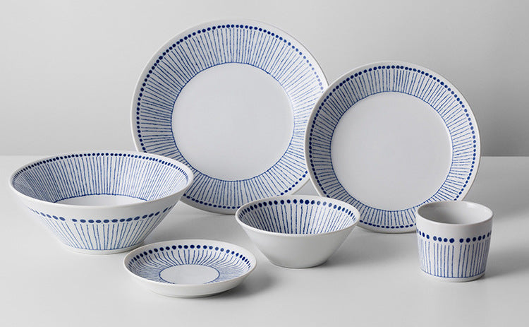 Image showing the entire Aito stoneware series, highlighting the cohesive design and pattern.