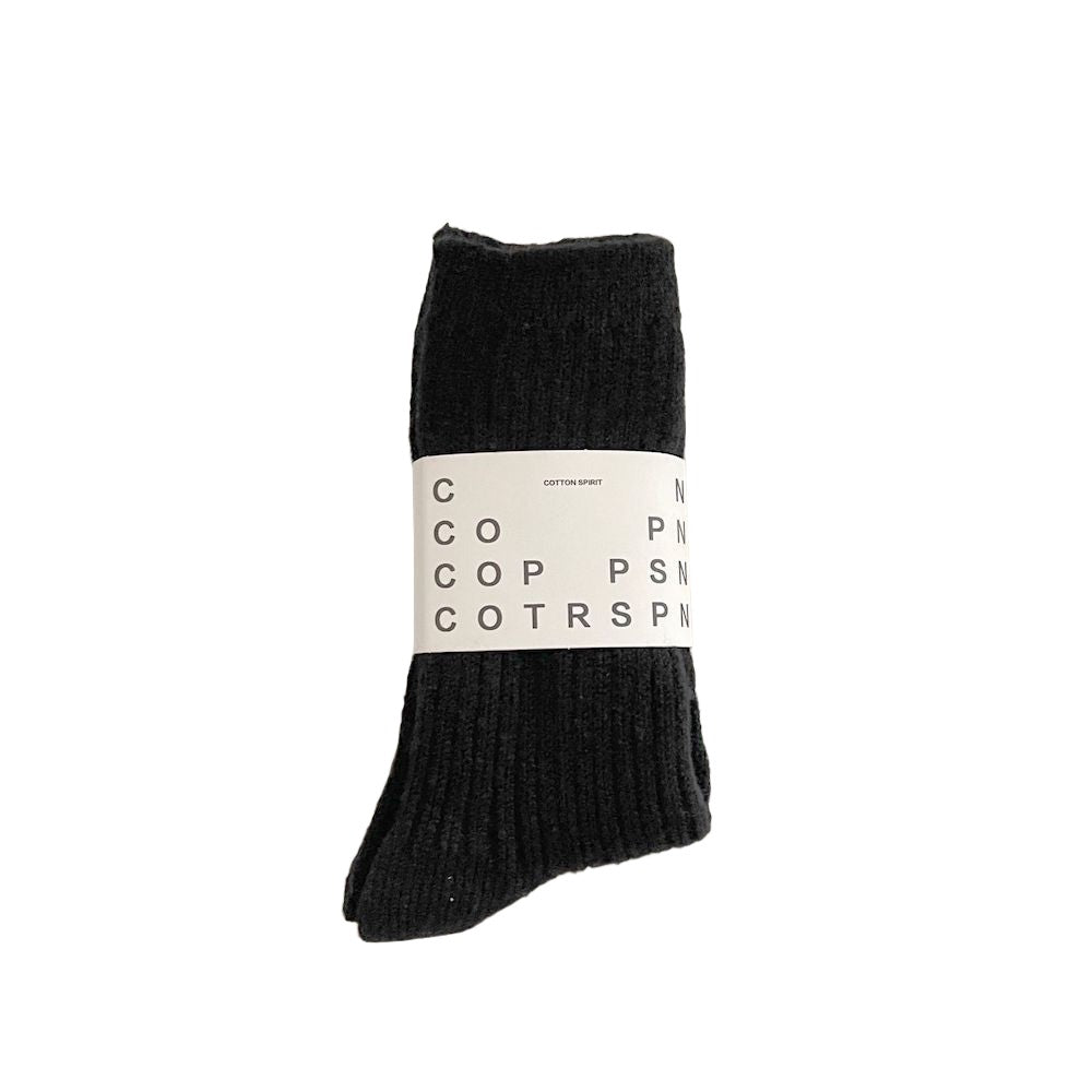 Black wool-blend socks for women