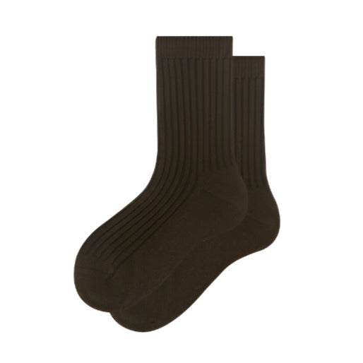 Complete your child's outfit with these rich and deep brown wool blend socks.