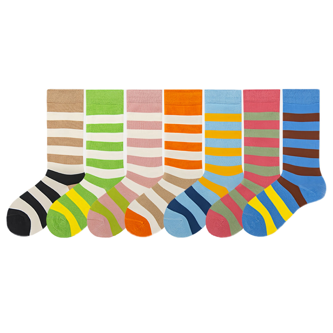 Add a touch of fun and flair to your children's wardrobe with our colorful and cozy crew-length socks.