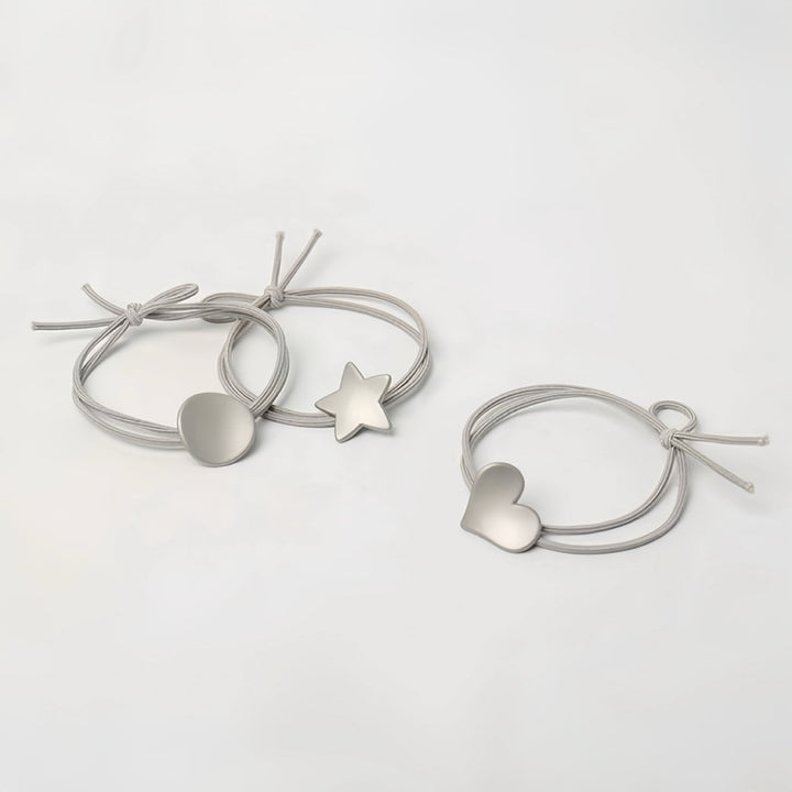 Upgrade your hair accessory collection with this elegant silver hair tie set for kids.