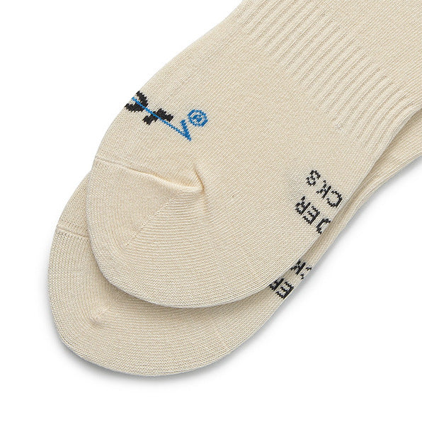 Close-up of the sole of these men's socks.