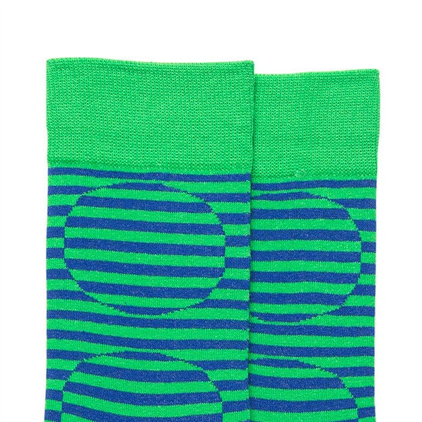 Get a closer look at the ankle area, where the unique magnified stripe pattern adds an element of fun and optical illusion to these stylish socks.