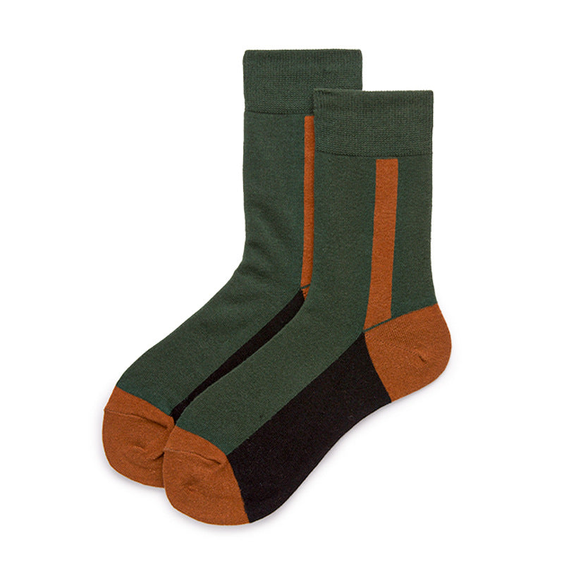 Men’s socks in green, black, and brown