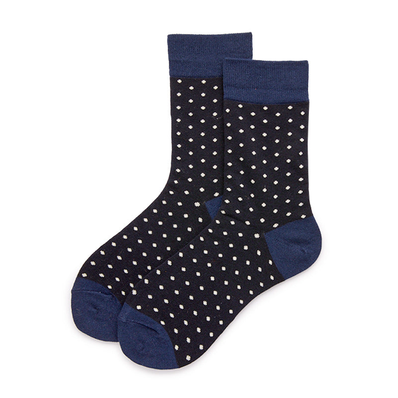 Men's socks in black with white polka dots