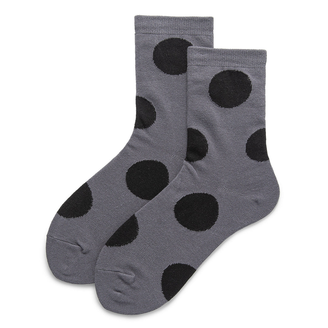 Ladies' socks in gray with black polka dots